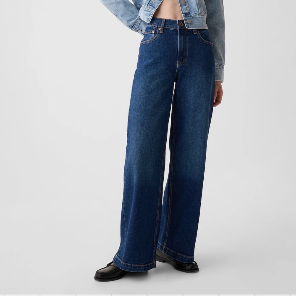 NWT GAP Stride High Rise Wide Leg Jeans in Dark Wash